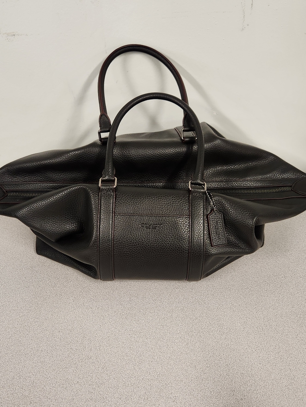 NEW Coach Boston Heritage Leather Duffel Bag Black Large Capacity w/Strap F70561 - Picture 1 of 16